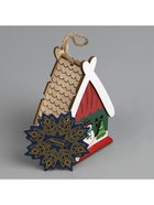 Ёлочная игрушка «Домик со снеговиком», 7.7×11×6 см, 1 LED, от батареек, свечение тёплое белое - Фото 7