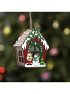 Ёлочная игрушка «Избушка со снеговиком», 9.5×9×6 см, 1 LED, от батареек, свечение тёплое белое - Фото 5