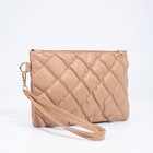 Сумка-клатч женская на молнии, с ремешком-ручкой, бежевая - фото 51863667