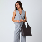 Сумка женская на молнии, цвет серо-коричневый - фото 25478660