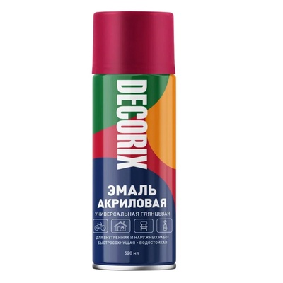 Эмаль – аэрозоль акриловая DECORIX A04, цвет красный, 520 мл