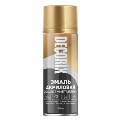 Эмаль – аэрозоль акриловая DECORIX M376, с эффектом «металлик», цвет искрящееся золото, 520 мл