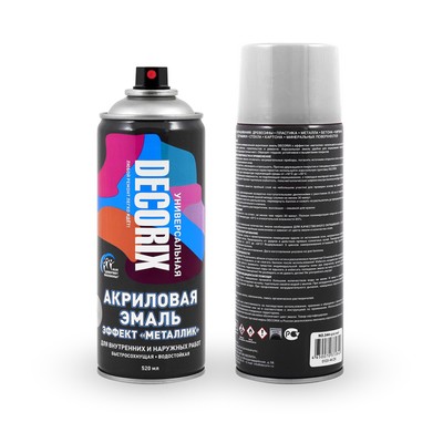 Эмаль – аэрозоль акриловая DECORIX M303, с эффектом «металлик», цвет серебро, 520 мл