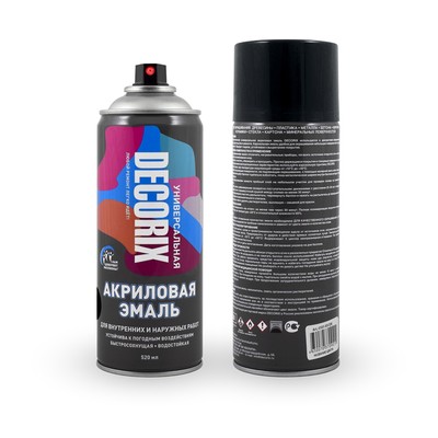 Эмаль – аэрозоль акриловая DECORIX A01, цвет чёрный глянцевый, 520 мл