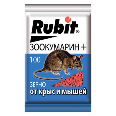 Зерновая приманка от крыс и мышей "Rubit" Зоокумарин+, 100 г