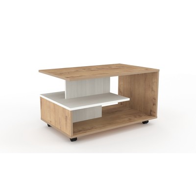 Столик журнальный «Вога – вога», 800×500×455 мм, цвет белый текстурный/дуб бунратти