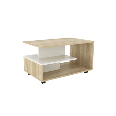 Столик журнальный «Вога – вога», 800×500×455 мм, цвет белый текстурный/дуб сонома