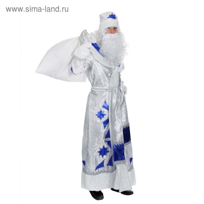 Карнавальный костюм «Дед Мороз», размер 54-56, цвет серебряно-синий - Фото 1
