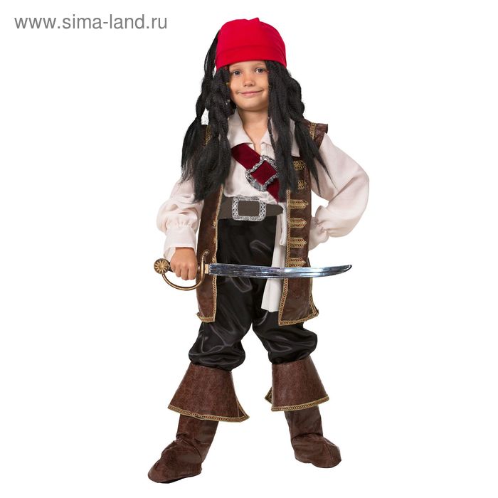 Детский карнавальный костюм «Капитан Джек Воробей», бархат, размер 40, рост 158 см - Фото 1