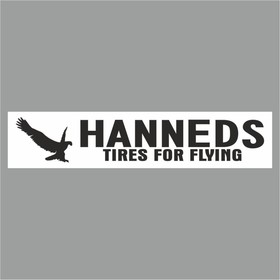 Полоса на лобовое стекло "HANNEDS tires for flying", белая, 1220 х 270 мм