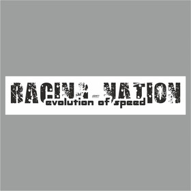 Полоса на лобовое стекло "RACING NATION", белая, 1220 х 270 мм