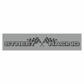 Полоса на лобовое стекло "STREET RACING", флаги, серебро, 1220 х 270 мм