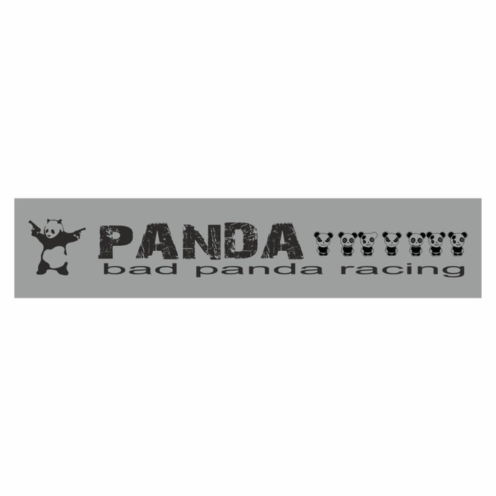 Полоса на лобовое стекло "Bad Panda racing ", серебро, 1300 х 170 мм - Фото 1