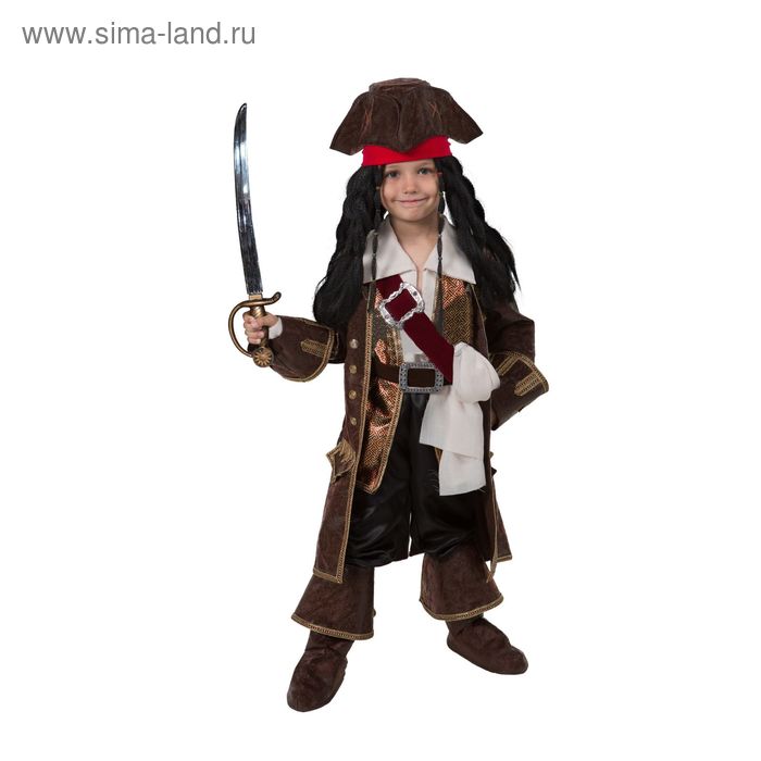 Детский карнавальный костюм «Капитан Джек Воробей», (бархат и парча), размер 30, рост 116 см - Фото 1