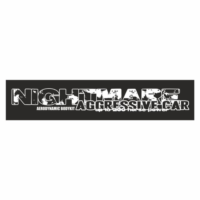Полоса на лобовое стекло "NGHTMARE AGRESSIVE CAR", черная, 1300 х 170 мм - Фото 1