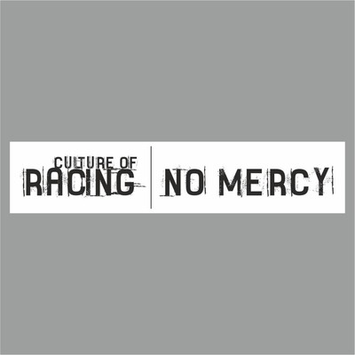 Полоса на лобовое стекло "RACING NO MERCY", белая, 1300 х 170 мм