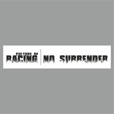 Полоса на лобовое стекло "RACING NO SURRENDER", белая, 1300 х 170 мм