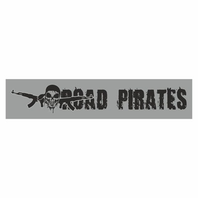 Полоса на лобовое стекло "ROAD PIRATES", серебро, 1300 х 170 мм