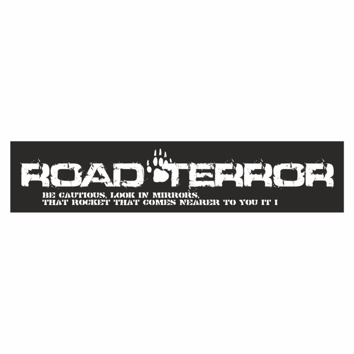 Полоса на лобовое стекло "ROAD TERROR", черная, 1300 х 170 мм - Фото 1