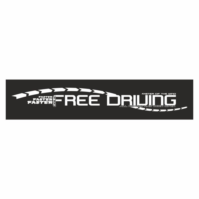 Полоса на лобовое стекло "FREE DRIUING", черная, 1600 х 170 мм - Фото 1