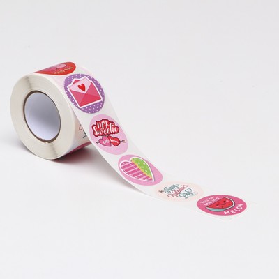 Наклейки в рулоне «Ассорти»,500 шт.,3.8×3.8 см