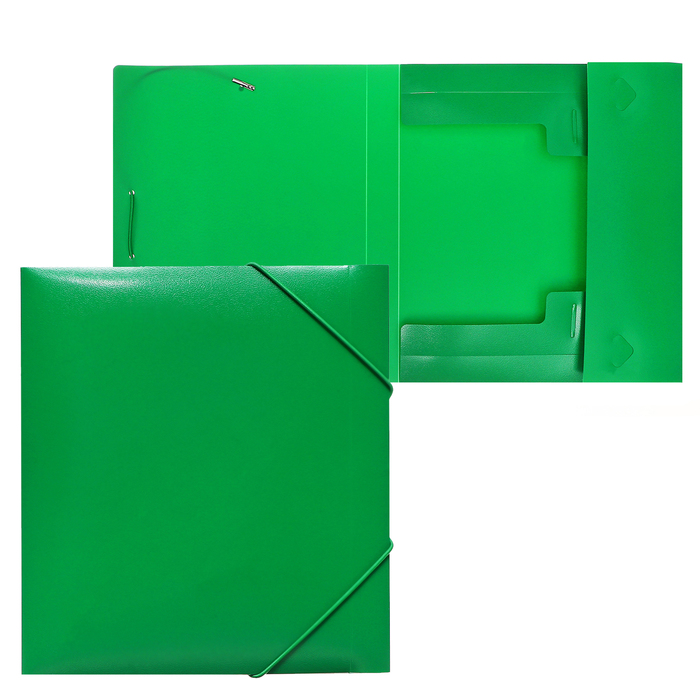Папка на резинке А5, 500 мкм, Calligrata, корешок 30 мм, тиснение "песок", зелёная - Фото 1