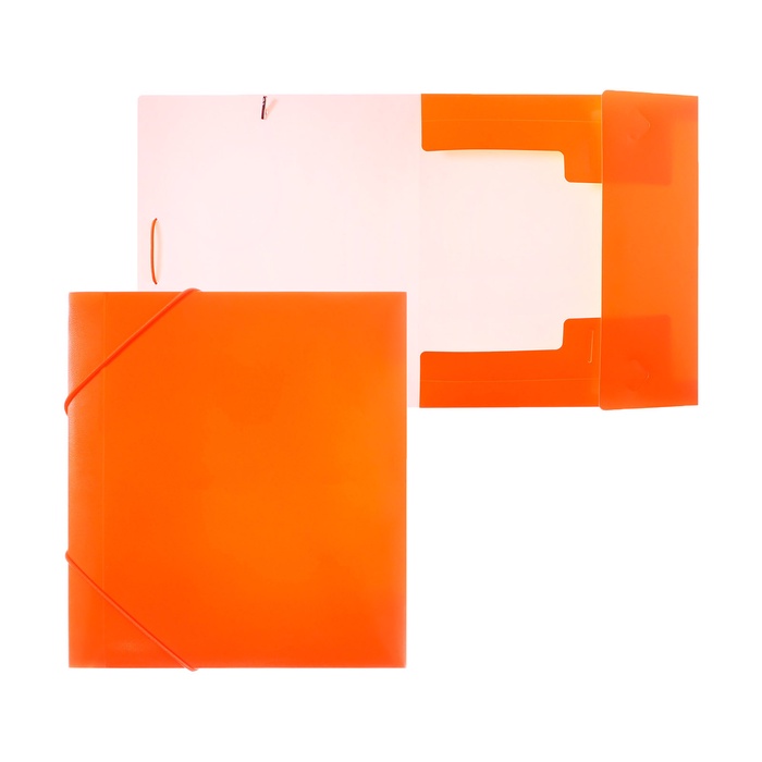 Папка на резинке А5, 500 мкм, Calligrata, корешок 30 мм, неон, оранжевая - Фото 1