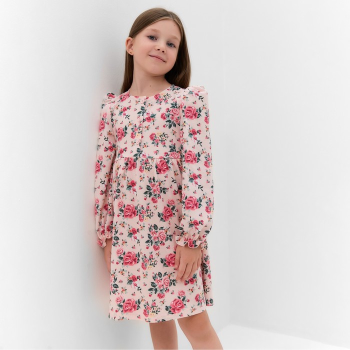 Платье для девочки, цвет розовый/розы, рост 104 см - Фото 1