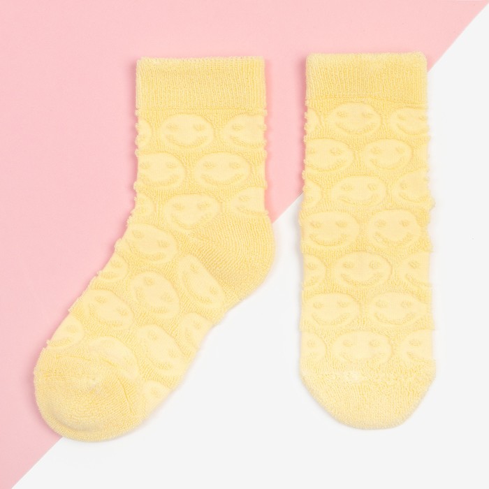 Носки для девочки махровые KAFTAN «Смайлики», размер 18-20 см, цвет жёлтый