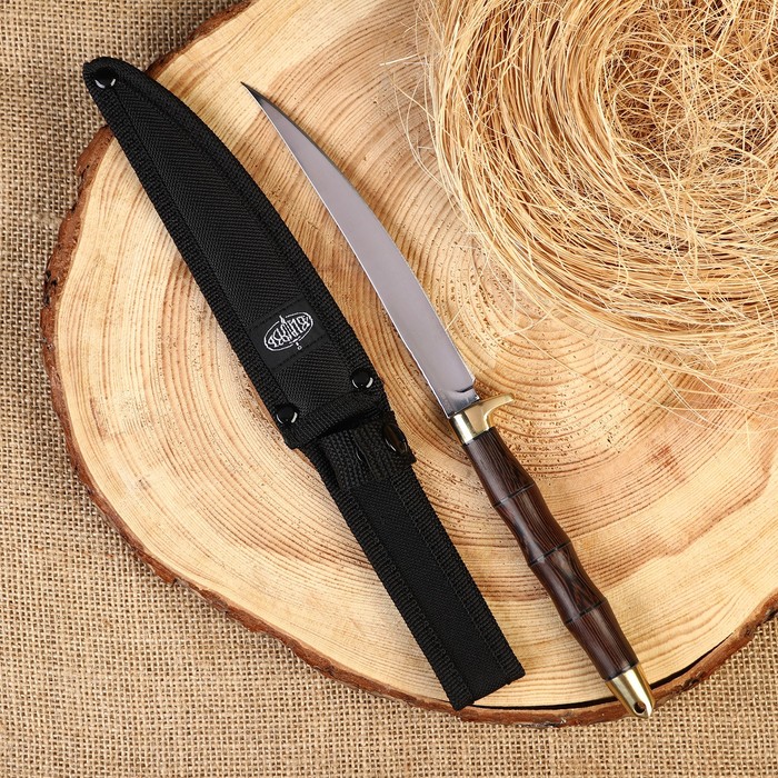 Нож разделочный "Скорпион" с чехлом, сталь - 65х13, рукоять - дерево, 14.5 см - Фото 1