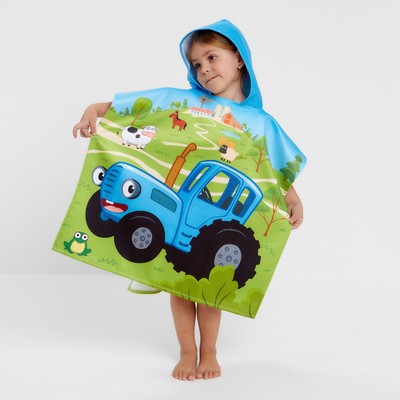 Полотенце-пончо детское махровое Синий трактор "Ферма" 60х120 см, 50% хл., 50% полиэстер