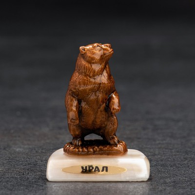 Сувенир "Медведь кроха", селенит, металл, минералы, 3х2х4 см