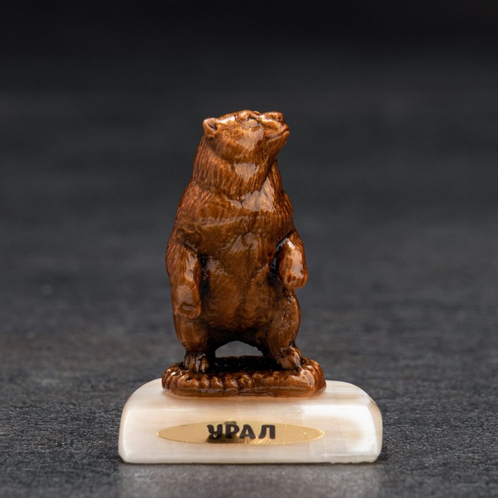 Сувенир "Медведь кроха", селенит, металл, минералы, 3х2х4 см - Фото 1