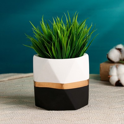 Кашпо "Ноа Многогранник" черное, 12х10см