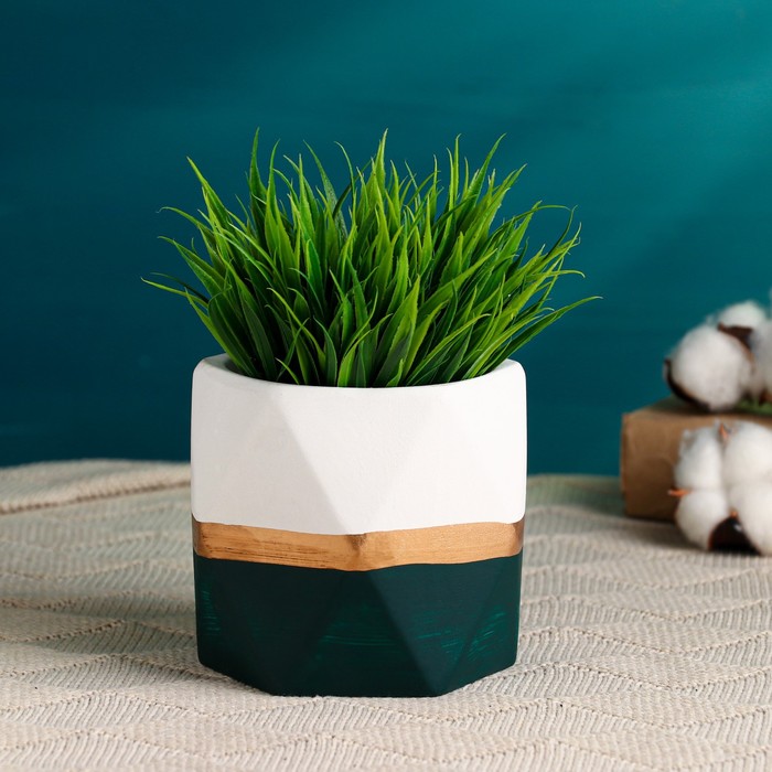 Кашпо "Ноа Многогранник"  зеленое, 12х10см - Фото 1