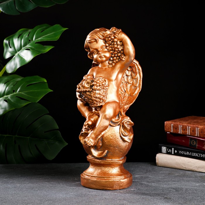 Фигура "Ангел с корзиной" бронза 19х20х42см - Фото 1