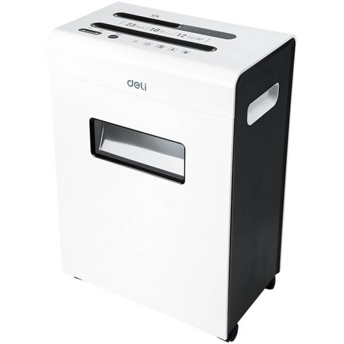 Шредер Deli E9903-EU, фрагменты 3×25 мм, 12 листов, уничтожает скрепки, скобы, пластиковые карты и диски - Фото 1