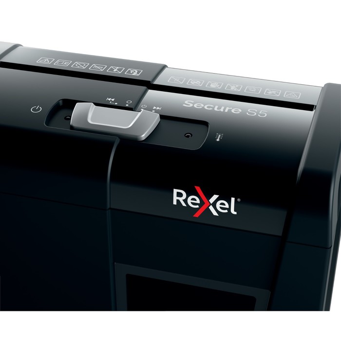 Шредер Rexel Secure S5 EU, ленты 6мм, 5 листов, скрепки, скобы - фото 51315266