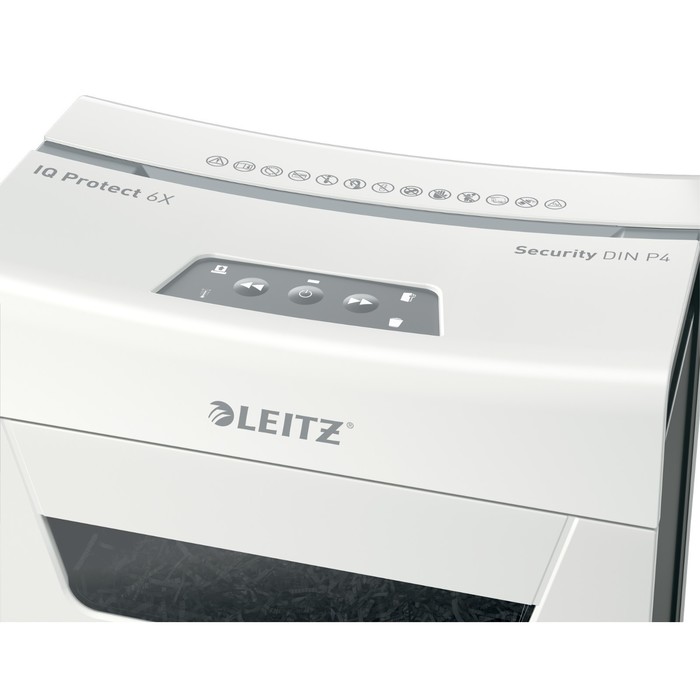 Шредер Leitz IQ Protect Premium 6X, фрагменты 4х40мм, 6 листов, скрепки, скобы - фото 51303351