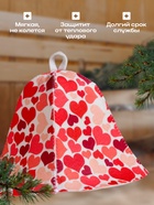 Шапка для бани и сауны «Сердечки», шерсть, полиэфир, «Добропаровъ» - Фото 2