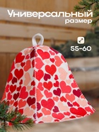 Шапка для бани и сауны «Сердечки», шерсть, полиэфир, «Добропаровъ» - Фото 3