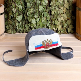 Шапка - ушанка для бани и сауны «Герб», войлок, «Добропаровъ»