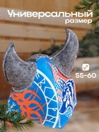 Шапка для бани и сауны «Викинг с волком», войлок, синий, «Добропаровъ» - Фото 3