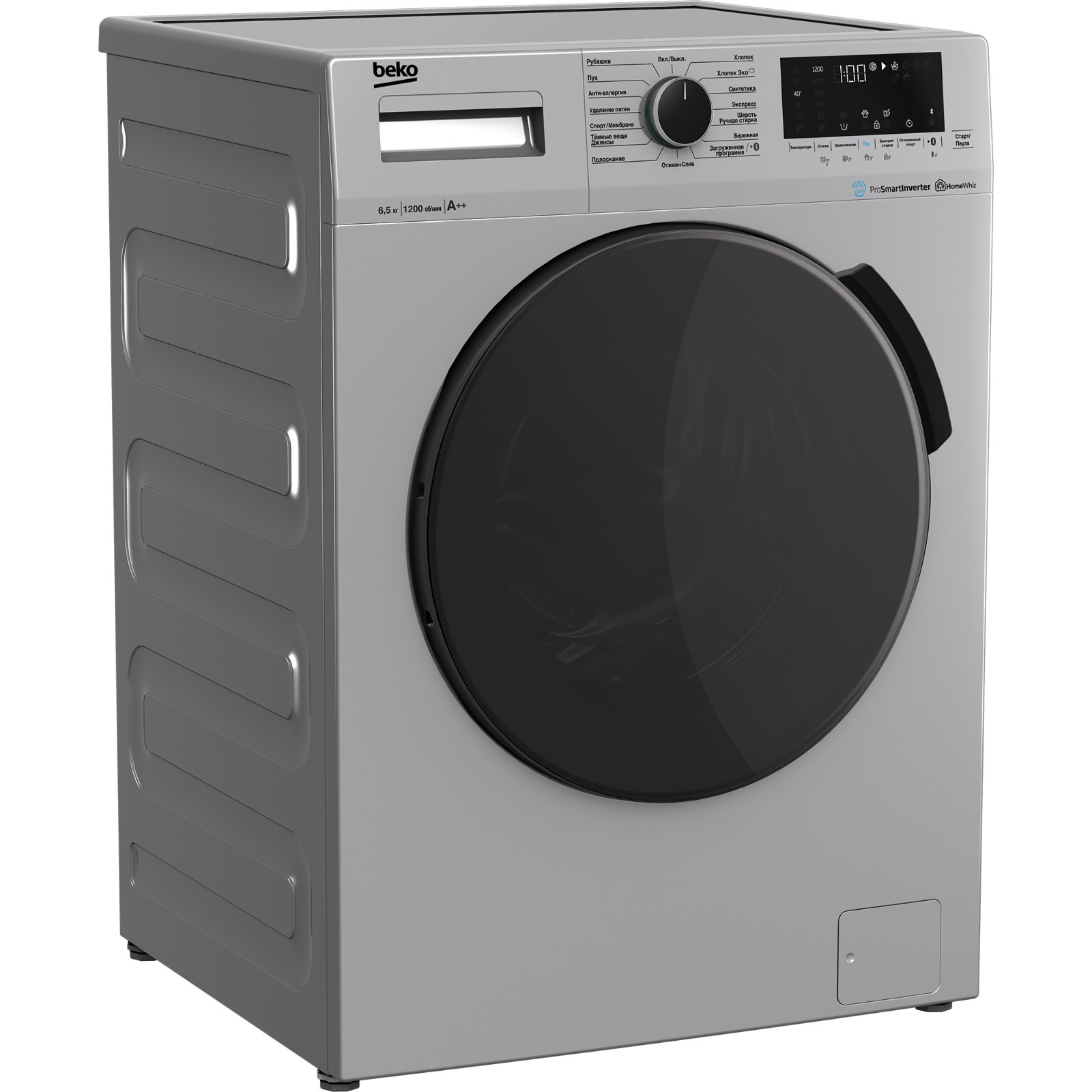 Стиральная машина Beko WSPE 6H616S, класс А, 1200 об/мин, 6.5 кг,  серо/черная