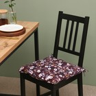 Сидушка на стул Этель "Цветы" 40х40 см, цв. бордовый, 100% полиэстер - фото 10058699