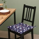 Сидушка на стул Этель "Цветы" 40х40 см, цв. синий, 100% полиэстер - фото 319117469