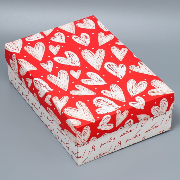 Коробка подарочная складная, упаковка, «Сердца», 30 х 20 х 9 см