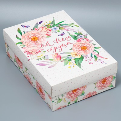 Коробка подарочная складная, упаковка, «Цветы», 30 х 20 х 9 см