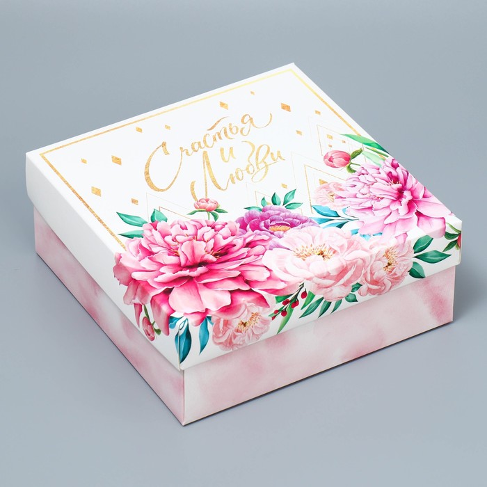 Коробка подарочная складная, упаковка, «Цветы», 17 х 17 х 7 см - фото 1909021648