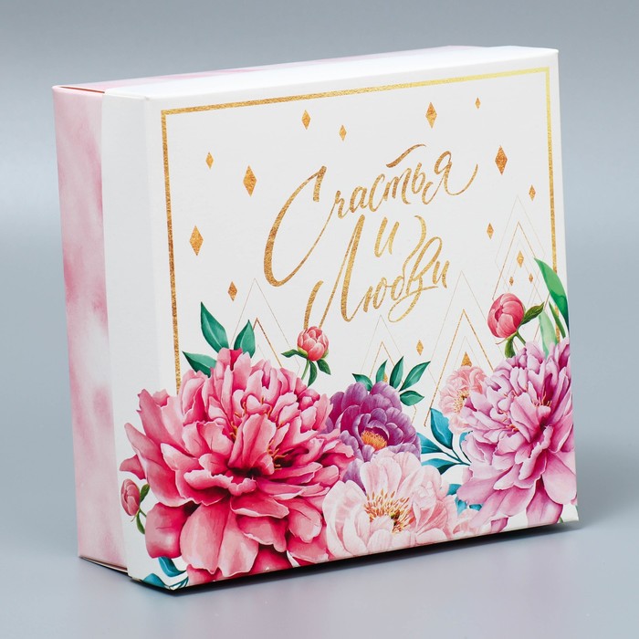 Коробка подарочная складная, упаковка, «Цветы», 17 х 17 х 7 см - фото 1909021649
